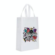 Borsa in tessuto non tessuto stampato con graffiti, stampa su richiesta, dimensioni: 41x35x12 cm (bianco)
