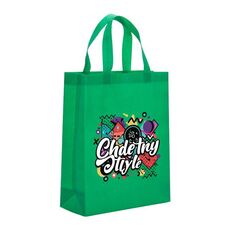 Borsa in tessuto non tessuto con stampa graffiti, stampa su richiesta, dimensioni: 41x35x12 cm (verde erba)