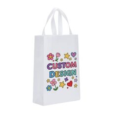 Borsa in tessuto non tessuto stampato con disegno di bambino, stampa su richiesta, dimensioni: 35x25x10 cm (bianco)