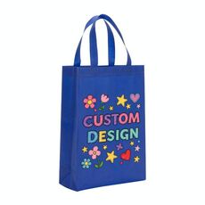 Borsa in tessuto non tessuto stampato con disegno di bambino, stampa su richiesta, dimensioni: 35x25x10 cm (blu reale)