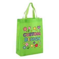 Borsa in tessuto non tessuto stampato con disegno di bambino, stampa su richiesta, dimensioni: 35x25x10 cm (verde frutta)