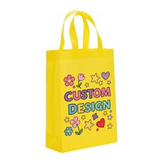 Borsa in tessuto non tessuto stampato con disegno di bambino, stampa su richiesta, dimensioni: 35x25x10 cm (giallo)