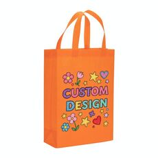 Borsa in tessuto non tessuto stampato con disegno di bambino, stampa su richiesta, dimensioni: 38x30x10 cm (arancione)