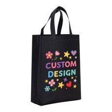Borsa in tessuto non tessuto stampato con disegno di bambino, stampa su richiesta, dimensioni: 38x30x10 cm (nero)
