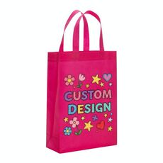 Borsa in tessuto non tessuto stampato con disegno di bambino, stampa su richiesta, dimensioni: 38x30x10 cm (rosso rosa)