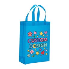Borsa in tessuto non tessuto stampato con disegno di bambino, stampa su richiesta, dimensioni: 38x30x10 cm (azzurro cielo)