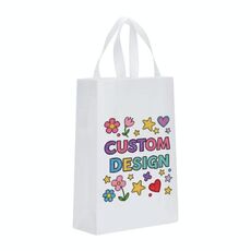 Borsa in tessuto non tessuto stampato con disegno di bambino, stampa su richiesta, dimensioni: 41x35x12 cm (bianco)