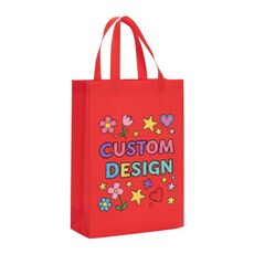 Borsa in tessuto non tessuto stampato con disegno di bambino, stampa su richiesta, dimensioni: 41x35x12 cm (rosso)