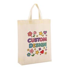 Borsa in tessuto non tessuto stampato con disegno di bambino, stampa su richiesta, dimensioni: 41x35x12 cm (beige)