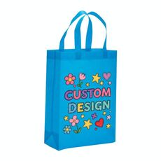 Borsa in tessuto non tessuto stampato con disegno di bambino, stampa su richiesta, dimensioni: 41x35x12 cm (azzurro cielo)