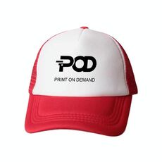 Cappello con visiera in spugna stampata POD con stampa a richiesta (rosso)