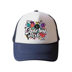 Cappello con visiera in spugna con stampa graffiti, stampa su richiesta (blu navy)