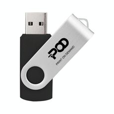 POD Colorful Metal Rotating USB 2.0 Flash Drive Stampa su richiesta, Memoria: 128 GB (Nero)
