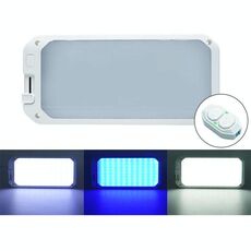 Luce per camper da 12-30 V, 198 LED, luce da tetto dimmerabile a 3 temperature di colore, colore: luce bianca blu con telecomando