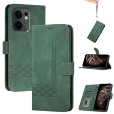 Per OPPO Reno13 F 4G / 5G Custodia in pelle con chiusura a scatto Cubic Skin Feel (verde)