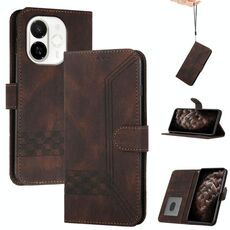 Per Tecno Spark 30C 5G / Pop 9 5G Custodia in pelle con effetto pelle cubica Flip (marrone)