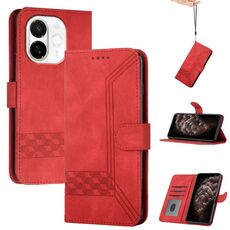 Per Tecno Spark 30C 5G / Pop 9 5G Custodia in pelle con effetto pelle cubica Flip (rosso)