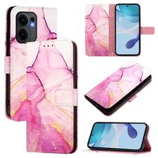 Per OPPO Reno13 F 5G Global PT003 Custodia in pelle con motivo in marmo (rosa, viola, oro)