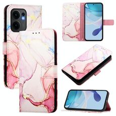 Per OPPO Reno13 F 5G Global PT003 Custodia in pelle con motivo in marmo (oro rosa)