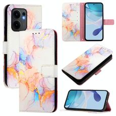 Per OPPO Reno13 F 5G Global PT003 Custodia in pelle con motivo marmo (marmo galassia bianco)
