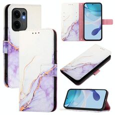 Per OPPO Reno13 F 5G Global PT003 Custodia in pelle con motivo in marmo (bianco viola)