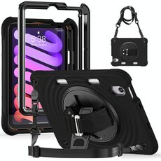 Per iPad mini 2024 / mini 6 Custodia per tablet PC ibrida in silicone con supporto rotante (nero)