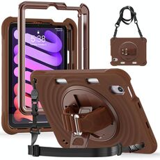 Per iPad mini 2024 / mini 6 Custodia per tablet PC ibrida in silicone con supporto rotante (cioccolato)