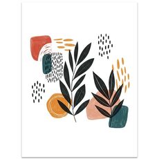 Stampa su tela decorativa con stampa a getto d'inchiostro EPSON 320g senza cornice, foglie astratte, su richiesta, dimensioni: 15x20 cm