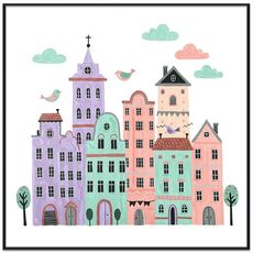 Dipinto decorativo del castello con cornice PS Stampa su richiesta, dimensioni: 20x20 cm