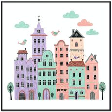 Dipinto decorativo del castello con cornice PS Stampa su richiesta, dimensioni: 40x40 cm