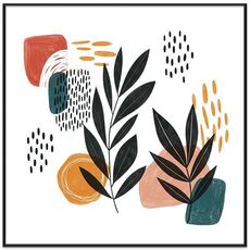 Dipinto decorativo con foglie astratte con cornice PS, stampa su richiesta, dimensioni: 20x20 cm