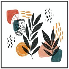 Dipinto decorativo con foglie astratte con cornice PS, stampa su richiesta, dimensioni: 40x40 cm