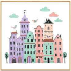 Dipinto decorativo del castello con cornice in lega di alluminio, stampa su richiesta, dimensioni: 30x30 cm