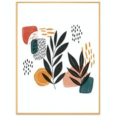 Dipinto decorativo con foglie astratte con cornice in lega di alluminio, stampa su richiesta, dimensioni: 15x20 cm