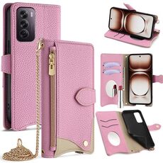Per OPPO Reno12 Global Crossbody Chain Fishtail Litchi Custodia per telefono in pelle (rosa)