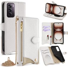 Per OPPO Reno12 Global Crossbody Chain Fishtail Litchi Custodia per telefono in pelle (bianca)