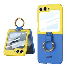Per Samsung Galaxy Z Flip6 GKK Custodia per telefono con supporto ad anello ultrasottile a contrasto di colore (blu)