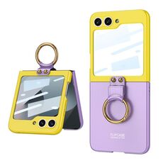Per Samsung Galaxy Z Flip6 GKK Custodia per telefono a contrasto ultrasottile integrata con supporto ad anello (viola)