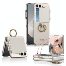 Per Samsung Galaxy Z Flip6 GKK Custodia per telefono ultra sottile con copertura completa e supporto ad anello (grigio titanio)