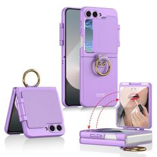 Per Samsung Galaxy Z Flip6 GKK Custodia per telefono ultra sottile con copertura completa e supporto ad anello (viola)