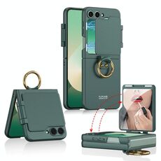 Per Samsung Galaxy Z Flip6 GKK Custodia per telefono ultra sottile con copertura completa e supporto ad anello (verde)
