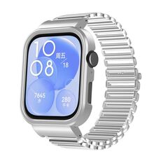 Per Huawei Watch Fit3 Hollow Chain Metal Frame Watch Band (Argento + Argento Bianco)