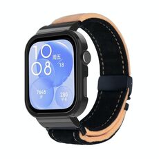 Per Huawei Watch Fit3 cinturino in metallo spazzolato con cornice nera (nero arancione giallo)