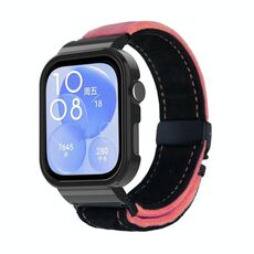 Per Huawei Watch Fit3 cinturino in metallo spazzolato con cornice nera (nero rosa)