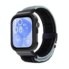 Per Huawei Watch Fit3 cinturino in metallo spazzolato con cornice nera (nero blu grigio)