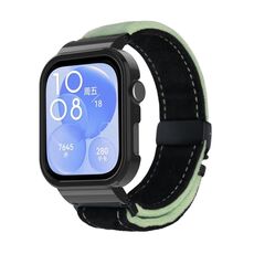 Per Huawei Watch Fit3 cinturino in metallo spazzolato con cornice nera (nero verde)