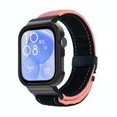 Per Huawei Watch Fit3 cinturino in metallo spazzolato con cornice nera (nero pesca)
