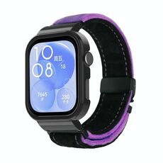 Per Huawei Watch Fit3 cinturino in metallo spazzolato con cornice nera (nero viola)