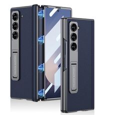 Per Samsung Galaxy Z Fold6 GKK Custodia per telefono con cerniera in pelle Phantom magnetica integrata con supporto (blu)