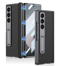 Per Samsung Galaxy Z Fold6 GKK Custodia per telefono con cerniera in pelle Phantom magnetica integrata con supporto (nero)